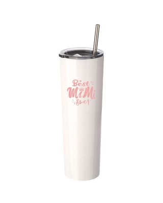 Best Mimi Gift - Ezprogear 34 oz Insulated Stainless Steel Tumbler with Lid (34 oz, Best Mimi White)