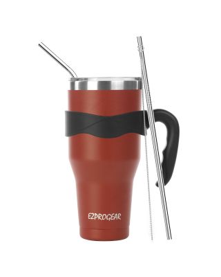 Ezprogear 40 oz Cherry Stainless Steel Tumbler Double Wall Vacuum Insulated with Straws and Handle