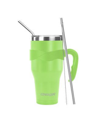 Ezprogear 40 oz Lime Green Stainless Steel Tumbler Double Wall Vacuum Insulated with Straws and Handle