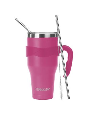 Ezprogear 40 oz Magenta Stainless Steel Tumbler Double Wall Vacuum Insulated with Straws and Handle