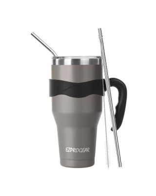 Ezprogear 40 oz Navy Gray Stainless Steel Tumbler Double Wall Vacuum Insulated with Straws and Handle