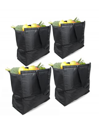 Ezprogear 4 Pack Reuseable Insulated Grocery Cooler Bag Black Color EZB-G10-4P