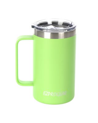 Ezprogear 24 oz Lime Green Stainless Steel Coffee Mug Beer Tumbler Double Wall Vacuum Insulated with Handle and Lid