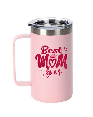 Best Mom Gift - Ezprogear 24 oz Stainless Steel Insulated Tumbler Ice Coffee Mug with Straw and Slide Lid (24 oz, Best mom Pink)