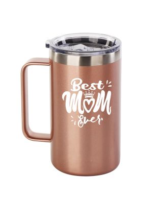 Best Mom Gift - Ezprogear 24 oz Stainless Steel Insulated Tumbler Rose Gold Water Mug with Straw and Lid (24 oz, Best Mom Rosegold)