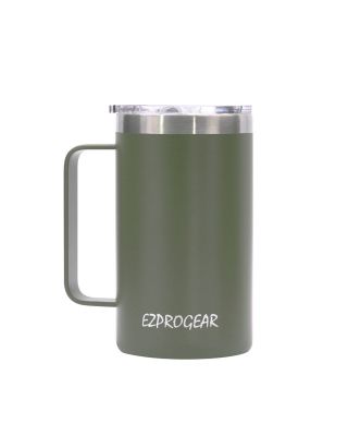 Ezprogear 24 oz Olive Green Stainless Steel Coffee Mug Beer Tumbler Double Wall Vacuum Insulated with Handle and Lid
