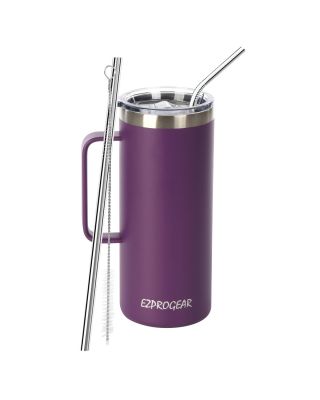 Ezprogear 32 oz Grape Stainless Steel Beer Tumbler Double Wall Coffee Mug with Handle and Lid 