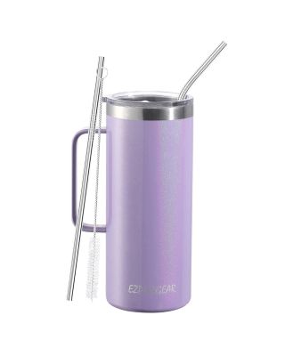 Ezprogear 32 oz Glitter Violet Stainless Steel Beer Tumbler Double Wall Water Cup with Handle and Lid