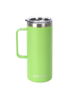 Ezprogear 32 oz Lime Green Stainless Steel Beer Tumbler Double Wall Coffee Mug with Handle and Lid 