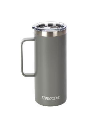 Ezprogear 32 oz Navy Gray Stainless Steel Beer Tumbler Double Wall Coffee Mug with Handle and Lid 