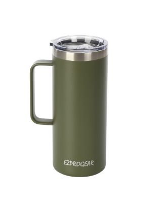 Ezprogear 32 oz Olive Green Stainless Steel Beer Tumbler Double Wall Coffee Mug with Handle and Lid 