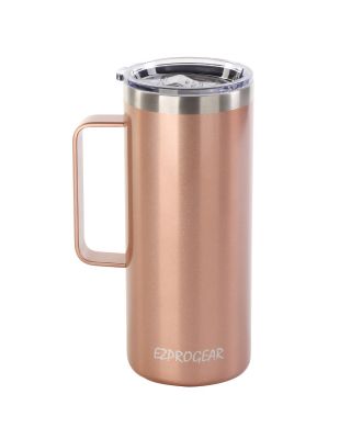 Ezprogear 32 oz Rose Gold Stainless Steel Coffee & Tea Mug Beer Tumbler Double Wall with Handle and Lid 