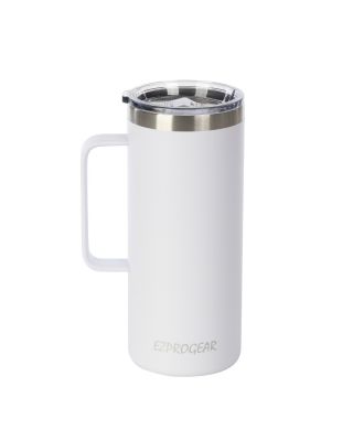 Ezprogear 32 oz White Coffee Mug, Vacuum Insulated Camping Mug with Lid,  Double Wall Stainless Steel Coffee Tumbler with Handle, Reusable Travel