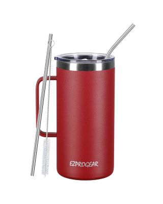 Ezprogear 40 oz Cherry Red Stainless Steel Mug Beer Tumbler Double Wall Coffee Cup with Handle and Lid 