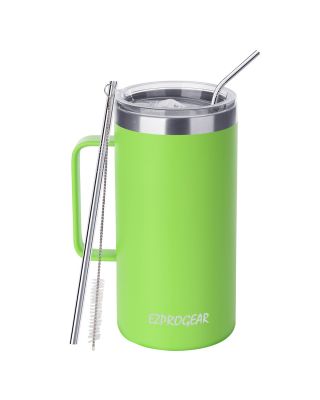 Ezprogear 40 oz Lime Green Stainless Steel Mug Beer Tumbler Double Wall Coffee Cup with Handle and Lid 