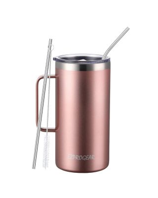 Ezprogear 40 oz Rose Gold Stainless Steel Mug Beer Tumbler Double Wall Coffee Cup with Handle and Lid 
