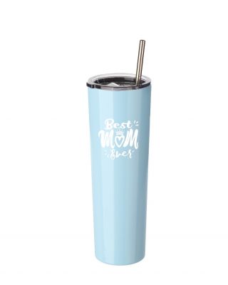 Best Mom Gift - Ezprogear 34 oz Stainless Steel Insulated Coffee Mug Tumbler with Lid (34 oz, Best Mom Sky Blue)