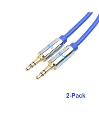 APXX P500D 2-Pack 0.5 Ft 3.5mm Aux Male To Male Stereo Audio Gold Plated Cable