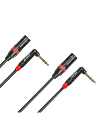Rannsgeer R7701P2 1/4" TRS Right Angle to XLR Male 1 Feet Cable