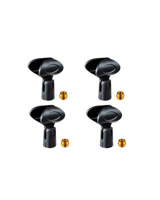 Rannsgeer Microphone Soft Clip Holder with Adapter 4-Pack (Black)
