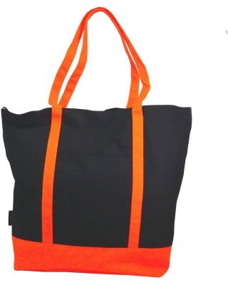 Ezprogear Large Heavy Duty Canvas Tote Bag Black/Orange 20" W x 17" H x 6" D 