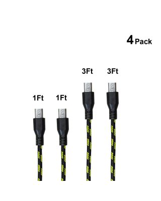 Micro USB Cable APXX 4-Pack Assorted Length Premium Nylon Braided USB 2.0 A Male to Micro B Connector U713Q
