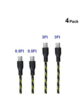 Micro USB Cable APXX 4-Pack Assorted Length Premium Nylon Braided USB 2.0 A Male to Micro B Connector U730Q
