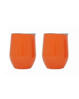 Ezprogear Stainless Steel Wine Tumbler 12 oz Double Wall Vacuum Insulated 2 Pack with Slider Lid (Dark-Orange) EZWT-PNP2