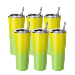 Ezprogear 26 oz Stainless Steel Slim Vacuum Insulated Glossy 6 Pack Tumbler (Glossy Neon Yellow/Lime Green)