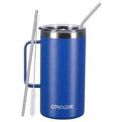Ezprogear 40 oz Sapphire Blue Stainless Steel Mug Beer Tumbler Double Wall Coffee Cup with Handle and Lid 