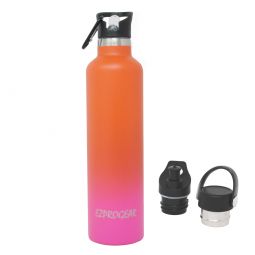 Ezprogear Sport Water Bottle 3 Lids 34 oz Stainless Steel Travel Portable Double Wall Vacuum Insulated Thermo Standard Mouth (Orange/RosePink) EZWB34-ORP