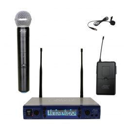 Audio2000's 6952UL UHF 200 Frequency Portable Wireless Microphone w/ Lavalier & Handheld