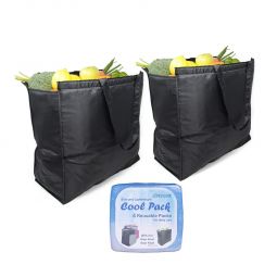 Ezprogear Extra Large Reusable Insulated Cooler Grocery Bags & Ice Pack (2 Pack & Ice Packs)