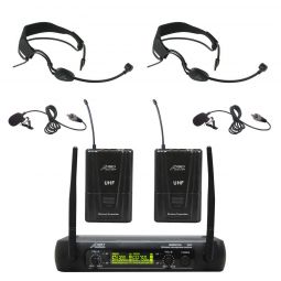 Audio2000s 6074UF UHF Wireless Microphone Headband Headset & Lavalier