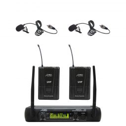 Audio2000s 6074UM UHF Dual Wireless Microphone 2 Lavalier