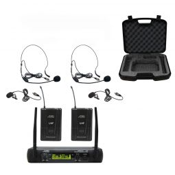 Audio2000's 6074UZ UHF Wireless Microphone w/ Headset & Lapel (Lavalier)