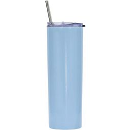 Ezprogear 20 oz Stainless Steel 1 Pack Glossy Sky Blue Slim Skinny Vacuum Insulated Tumbler with Lid and Straw