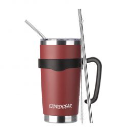 Ezprogear 20 oz Cherry Red Stainless Steel Tumbler Double Wall Vacuum Insulated with Straws and Handle (20 oz, Cherry)