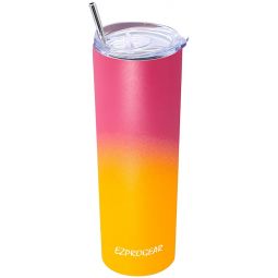 Ezprogear 20 oz Punch/Mango Stainless Steel Slim Skinny Insulated Tumbler with 2 Straws, Brush and Lid