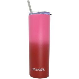 Ezprogear 20 oz Stainless Steel Slim Skinny Tumbler Punch/Cherry Insulated Mug with 2 Straws, Brush and Lid