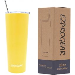 Ezprogear 26 oz Stainless Steel Slim Skinny Water Tumbler Vacuum Insulated w/Straw (Cyber)