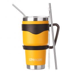 Ezprogear 30 oz Mango Stainless Steel Tumbler Double Wall Vacuum Insulated with Straws and Handle
