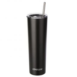 Ezprogear 34oz Matte Black Stainless Steel Slim Skinny Tumbler Vacuum Insulated with Straws 