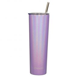 Ezprogear 34oz Glitter Violet Stainless Steel Slim Skinny Tumbler Vacuum Insulated with Straws 
