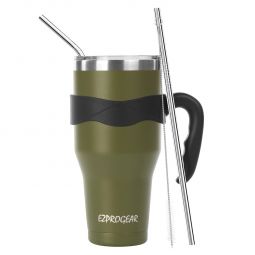Ezprogear 40 oz Olive Green Stainless Steel Tumbler Double Wall Vacuum Insulated with Straws and Handle