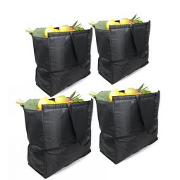 Ezprogear 4 Pack Reuseable Insulated Grocery Cooler Bag Black Color EZB-G10-4P