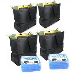 Ezprogear 4 Pack Reuseable Insulated Grocery Cooler Bag Black Color EZB-GICE-4P