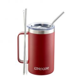 Ezprogear 24 oz Cherry Stainless Steel Coffee Mug Beer Tumbler Double Wall Vacuum Insulated with Handle and Lid
