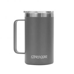 Ezprogear 24 oz Navy Gray Stainless Steel Coffee Mug Beer Tumbler Double Wall Vacuum Insulated with Handle and Lid