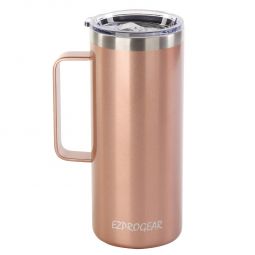Ezprogear 32 oz Rose Gold Stainless Steel Coffee & Tea Mug Beer Tumbler Double Wall with Handle and Lid 